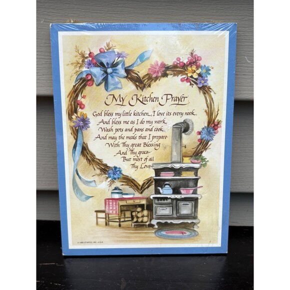 Vintage 1992 Stapco My Kitchen Prayer Wall Plaque With Easel Back New Old Stock - Picture 1 of 4